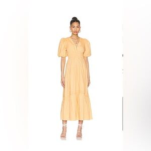 MinkPink Piper Midi Dress in XS 
Yellow Puff Sleeve Dress